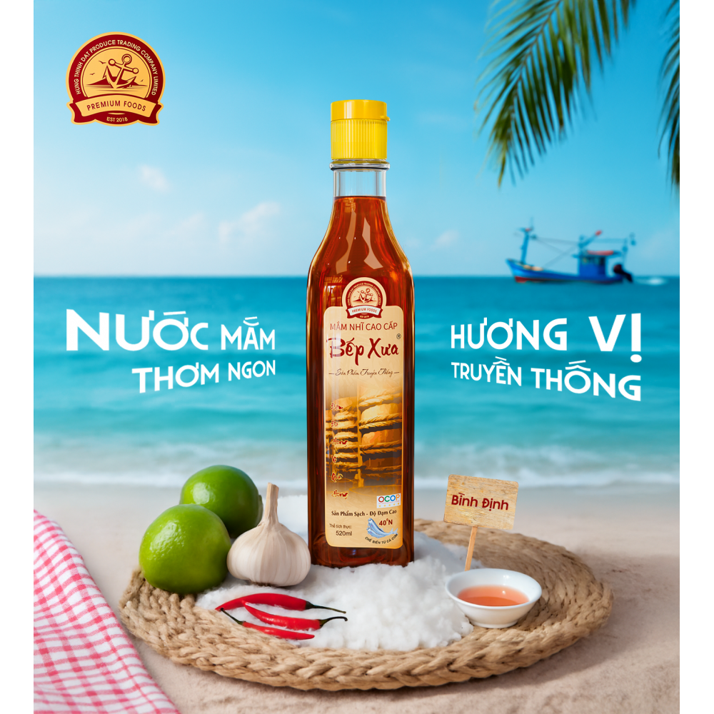 Combo 4 chai mắm cốt truyền thống Bếp Xưa - Chai 520ml