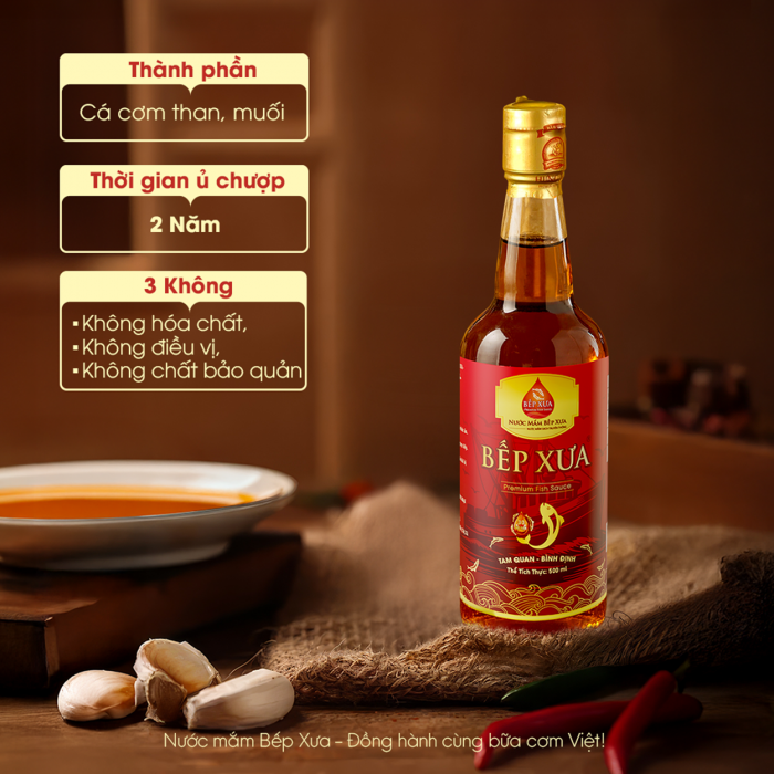 Mắm cốt truyền thống Bếp Xưa 30 độ đạm - Chai 500ml