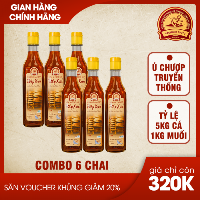 Combo 6 chai mắm cốt truyền thống Bếp Xưa 