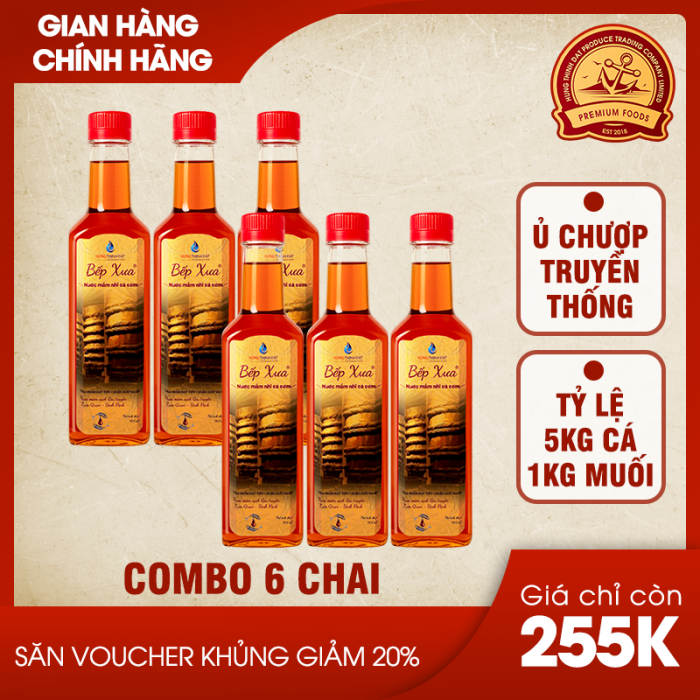 Thùng 6 chai mắm nhĩ tặng 1 chai cốt bé